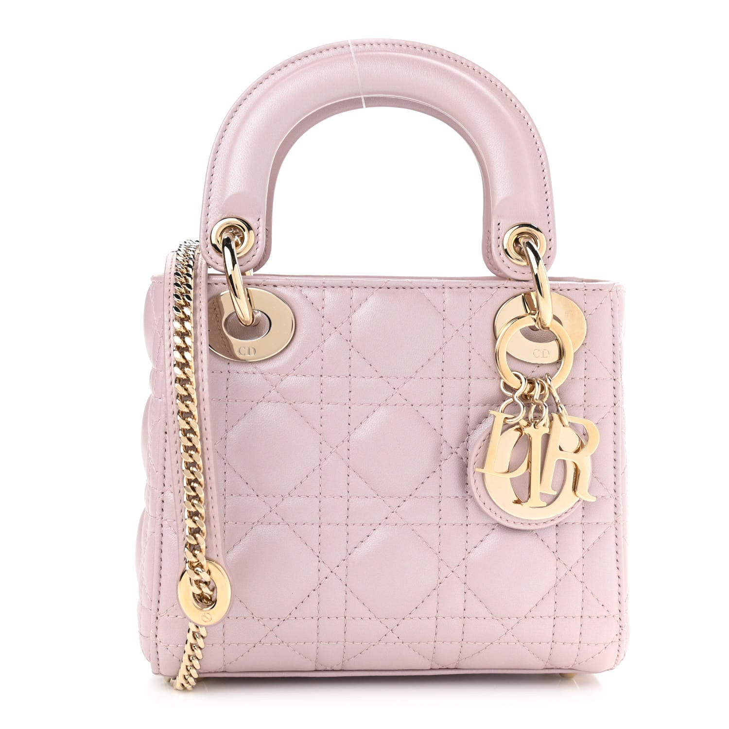 Christian Dior Metallic Lambskin Cannage Mini Lady Dior Lotus 1 of 10