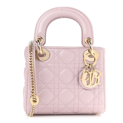 Christian Dior Metallic Lambskin Cannage Mini Lady Dior Lotus 1 of 10