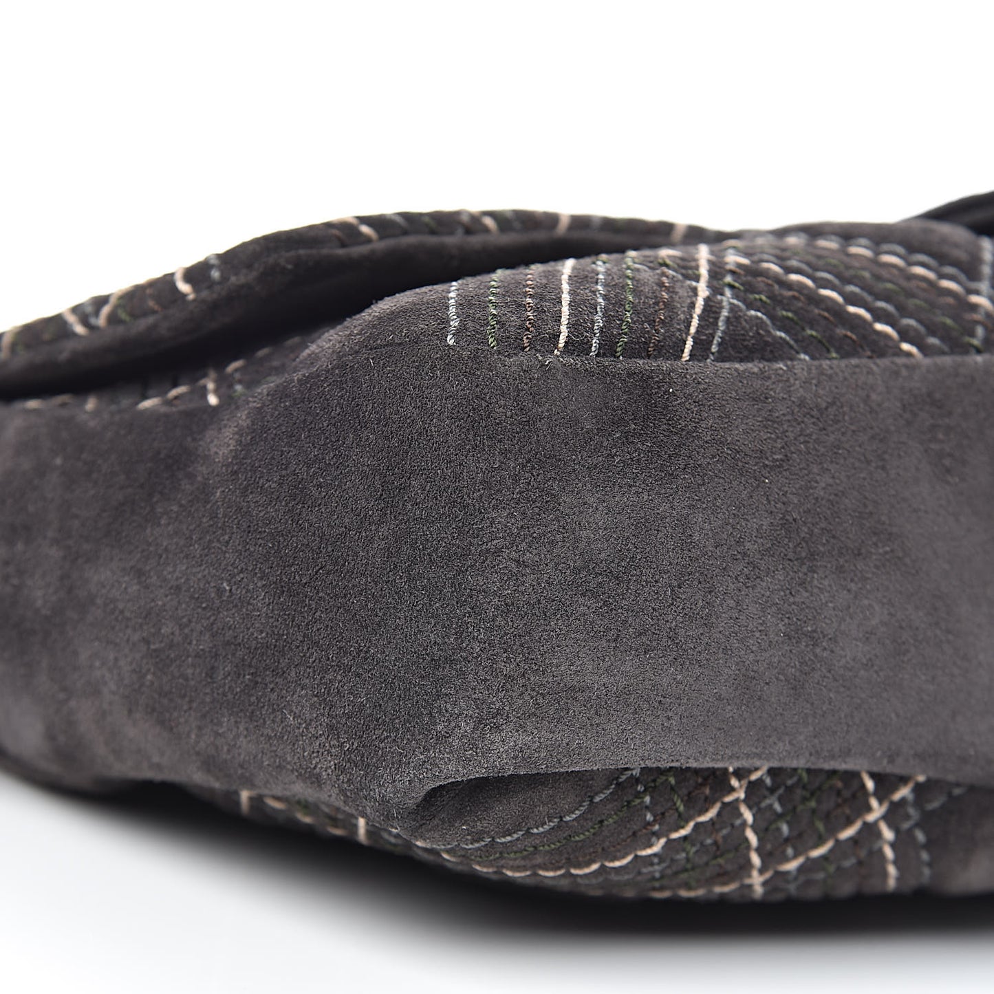 Suede Stitched Jumbo Saltire Single Flap Grey