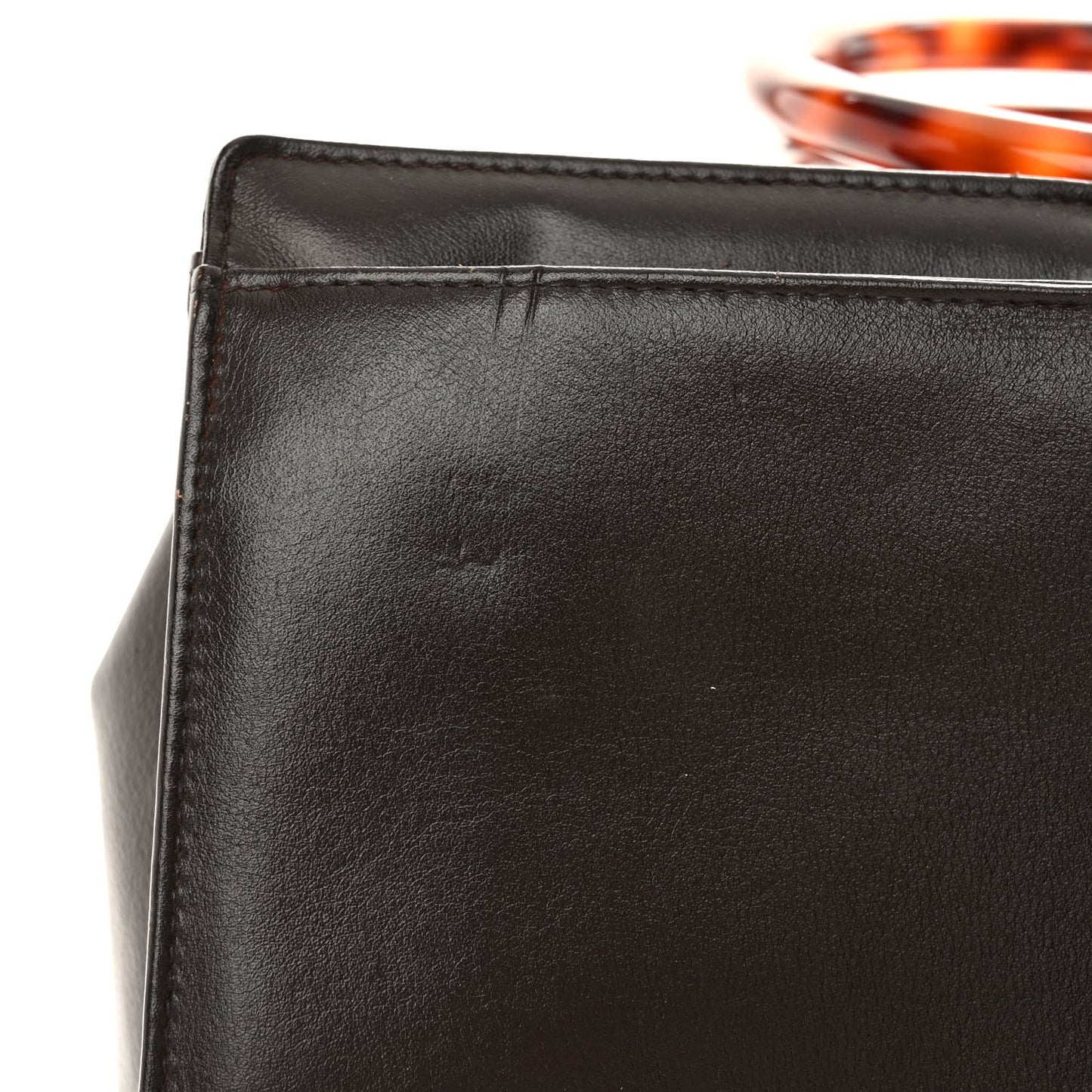 Lambskin CC Tortoise Top Handle Tote Brown