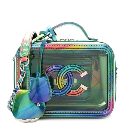 Chanel PVC Patent Calfskin Patent Lambskin Small CC Vanity Case Green 1 of 12