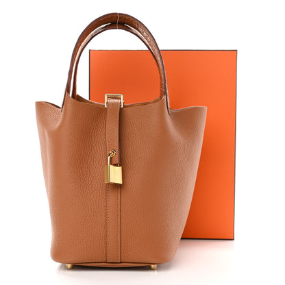 Hermes Taurillon Clemence Matte Alligator Picotin Lock Touch 18 PM Gold 11 of 11