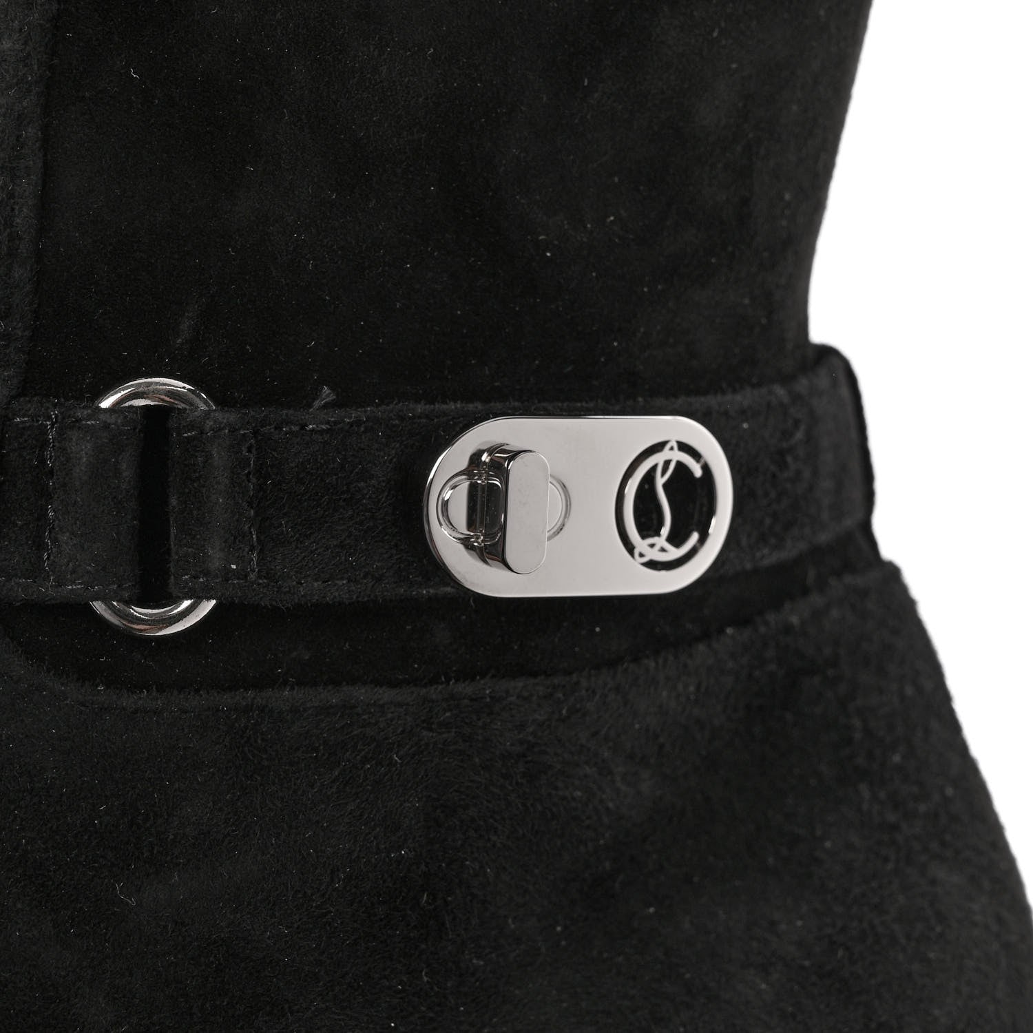 Christian Louboutin Suede Lock Kate Botta 100 Knee High Boots 37 Black 9 of 13