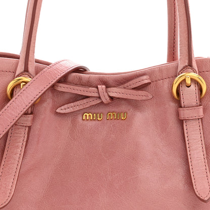 Miu Miu Vitello Shine Small Bow Shopping Tote Loto 8 of 11