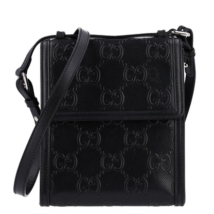 Gucci Calfskin GG Tennis Embossed Messenger Bag Black 1 of 10