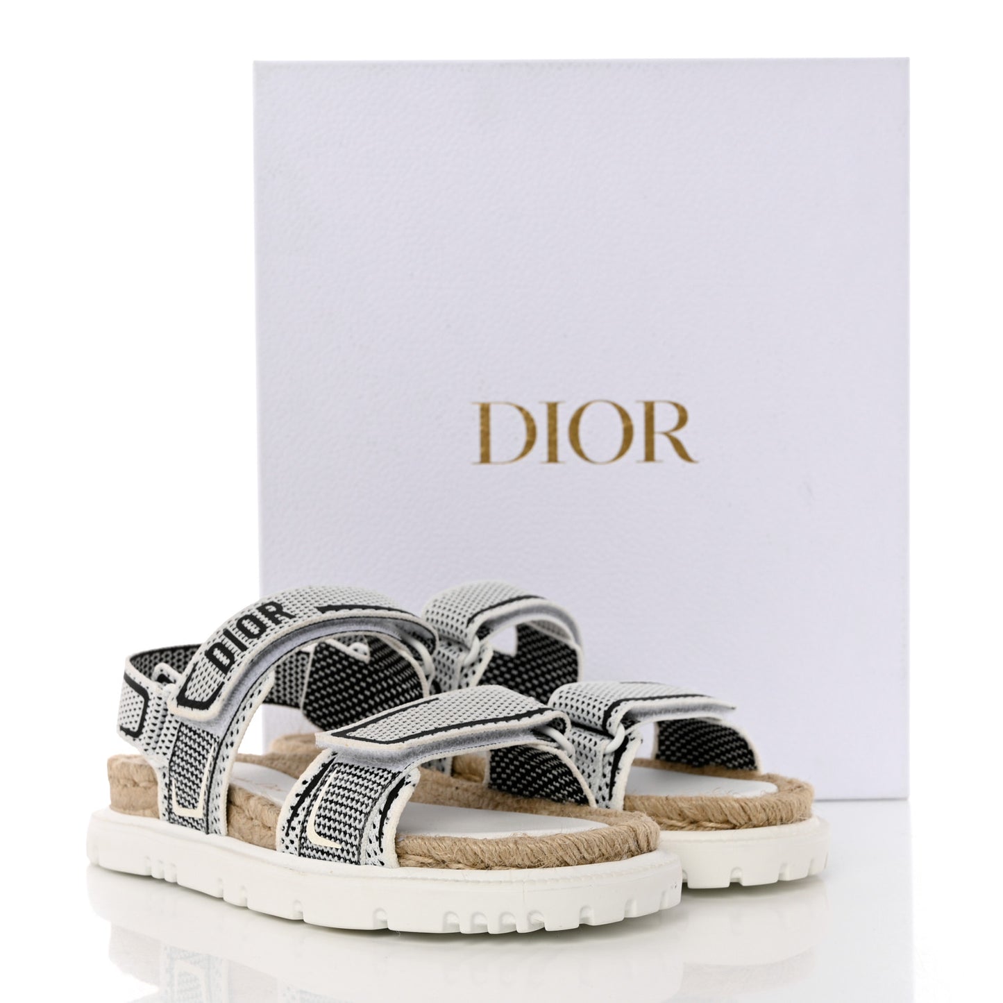 Technical Knit Jute Dioract 10mm Sandals 37 White Black