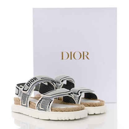 Christian Dior Technical Knit Jute Dioract 10mm Sandals 37 White Black 9 of 9