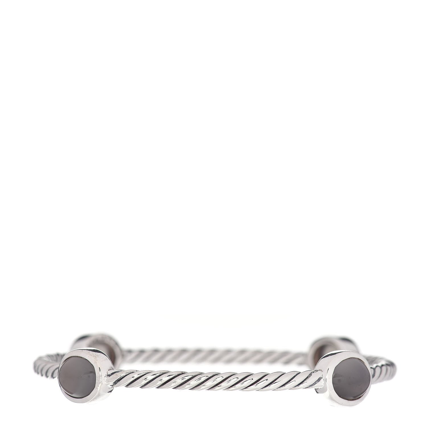 David Yurman Sterling Silver Moonstone 3mm 4 Station Bangle Bracelet 3 of 4