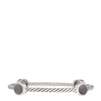 David Yurman Sterling Silver Moonstone 3mm 4 Station Bangle Bracelet 3 of 4