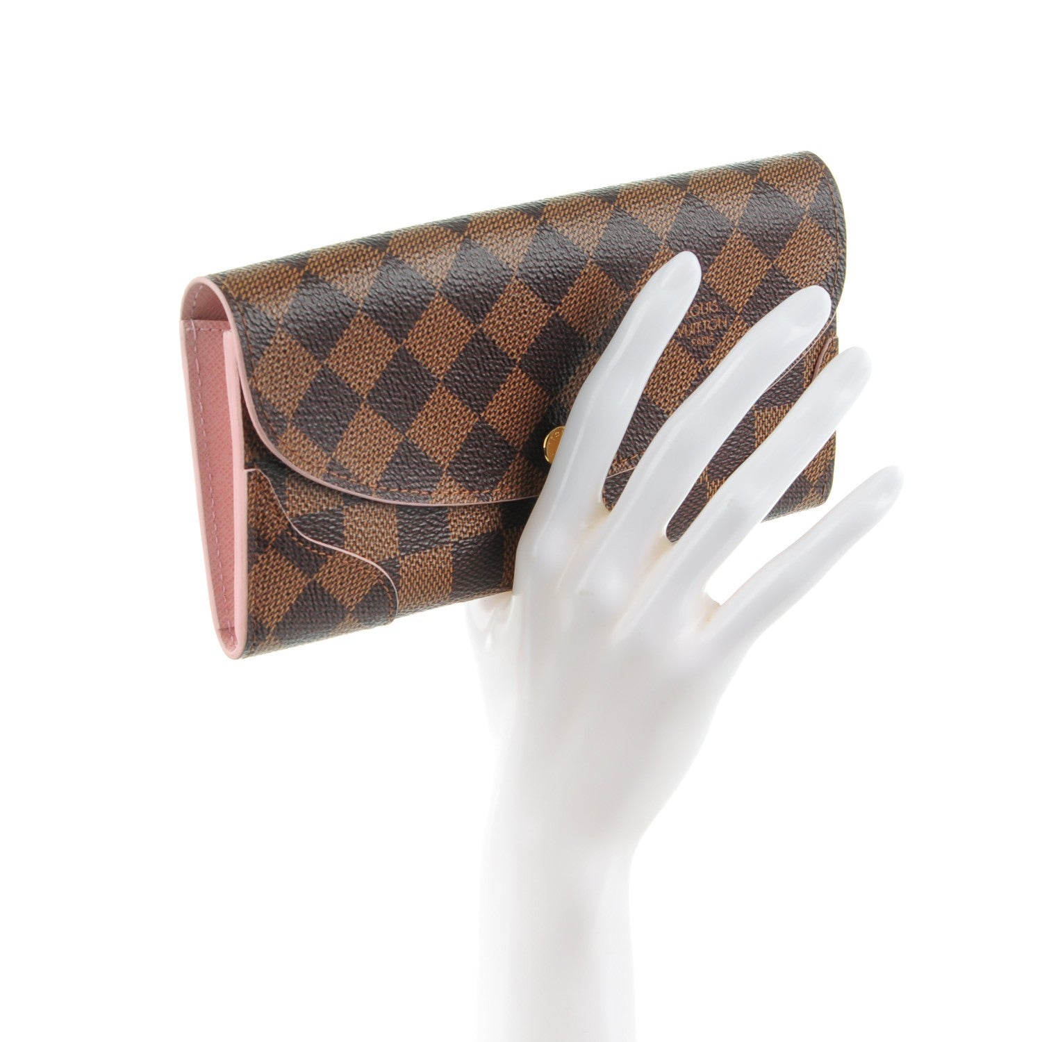 Louis Vuitton Damier Ebene Caissa Wallet Rose Ballerine 2 of 7