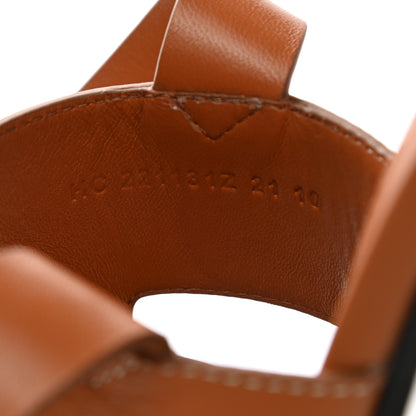 Hermes Calfskin Elbe 60 Sandals 37.5 Marron Glaise 8 of 9