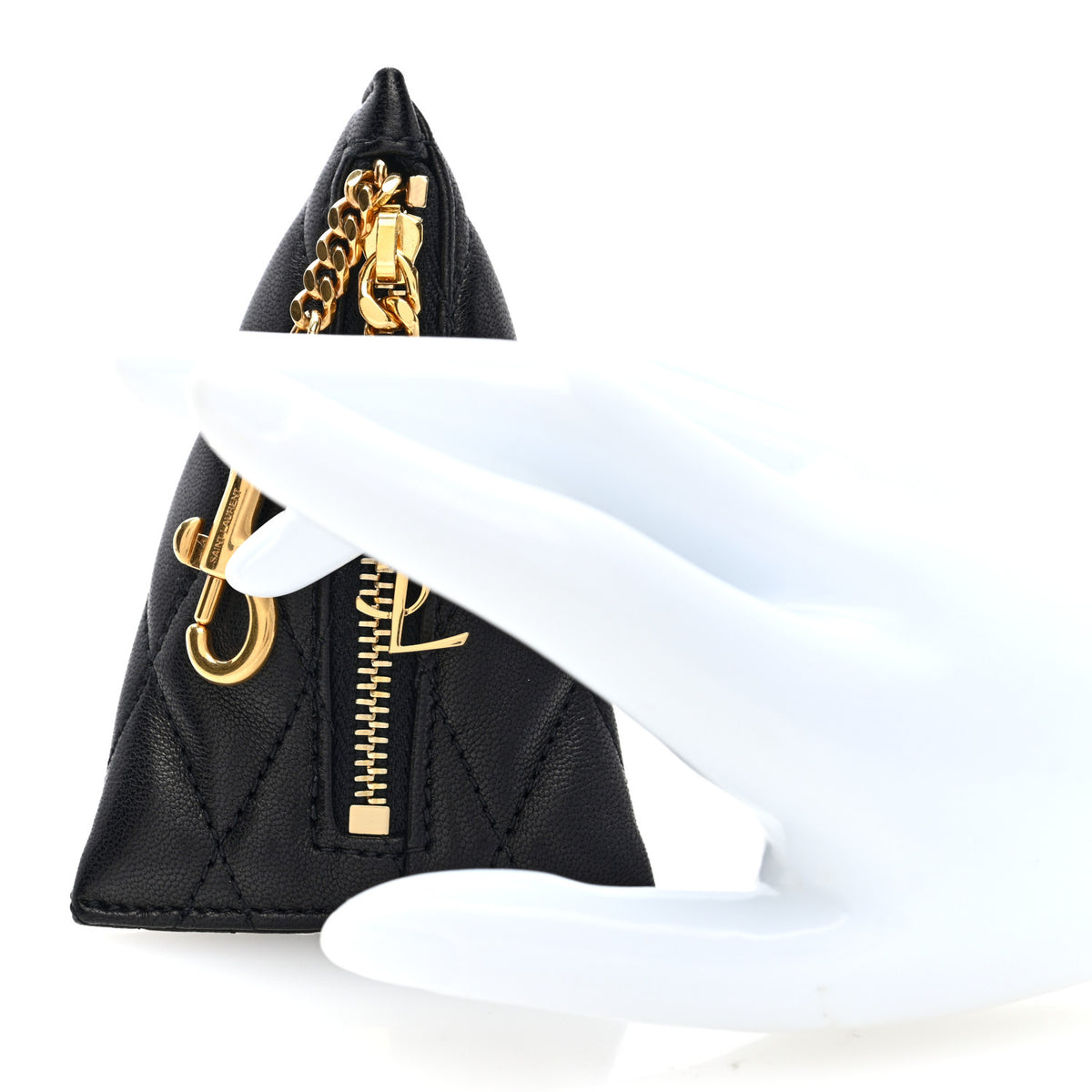 Lambskin Quilted Berlingo Bag Charm Black