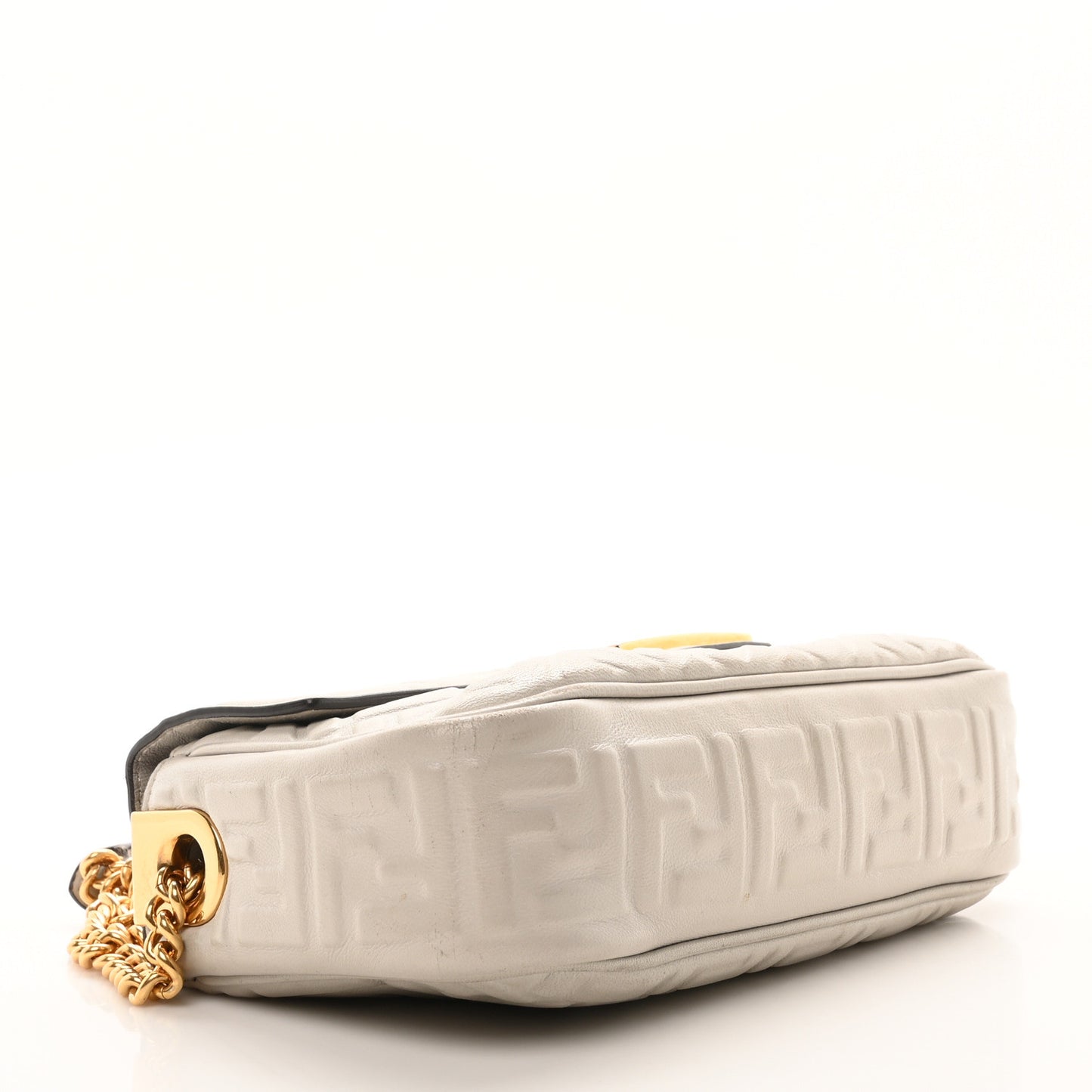 Nappa Small FF Embossed Midi Chain Baguette Ghiaia