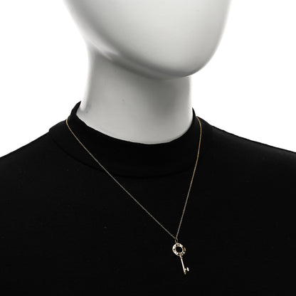 Tiffany 18K Yellow Gold Diamond Atlas Pierced Key Pendant Necklace 2 of 5