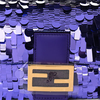 Fendi Sequin Paillettes Shiny Nappa Sex and the City Baguette Viola Purple Rain 10 of 10