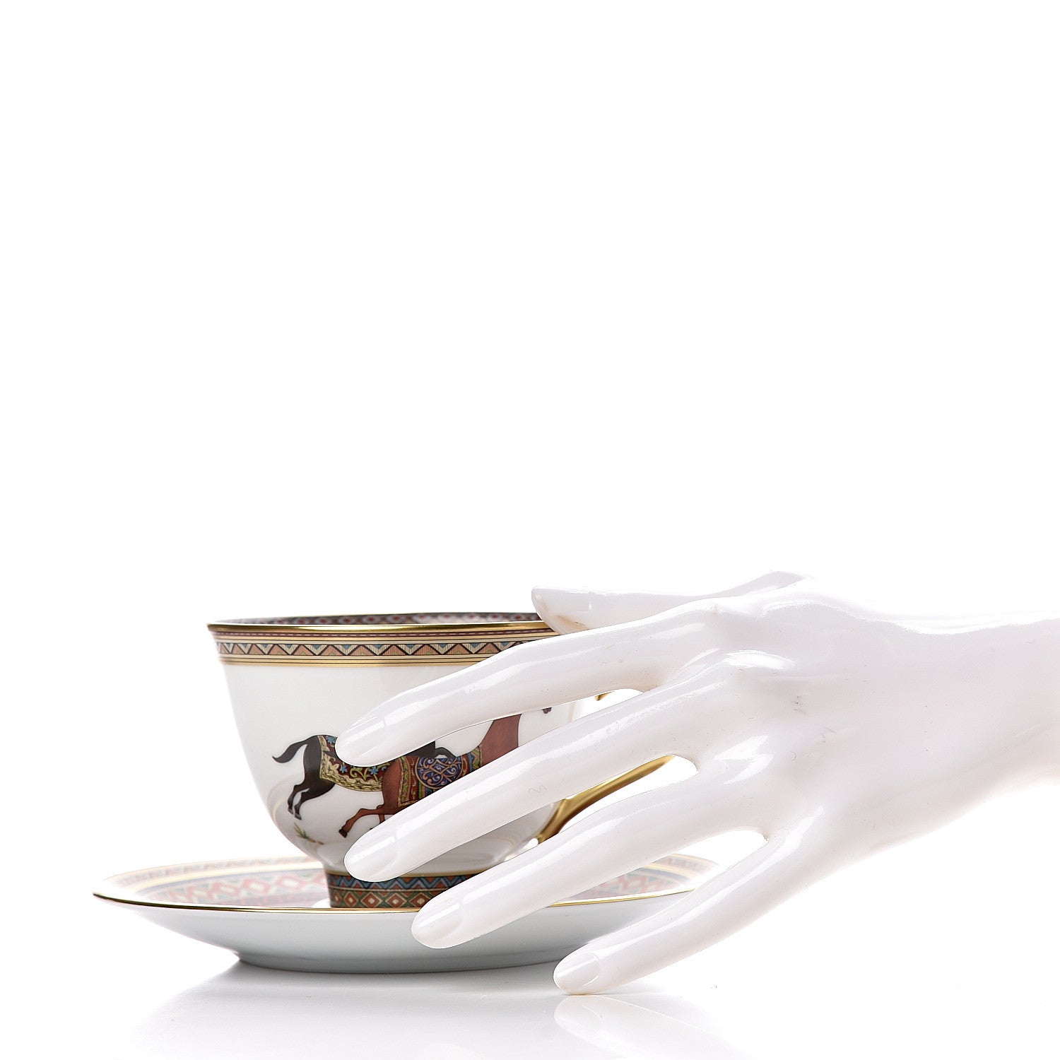 Hermes Porcelain Cheval d'Orient Tea Cup and Saucer Set of 2 2 of 7