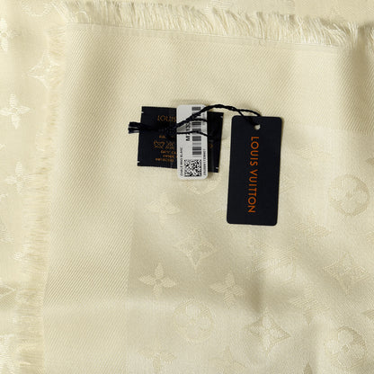 Louis Vuitton Silk Wool Monogram Shine Shawl Beige 4 of 4