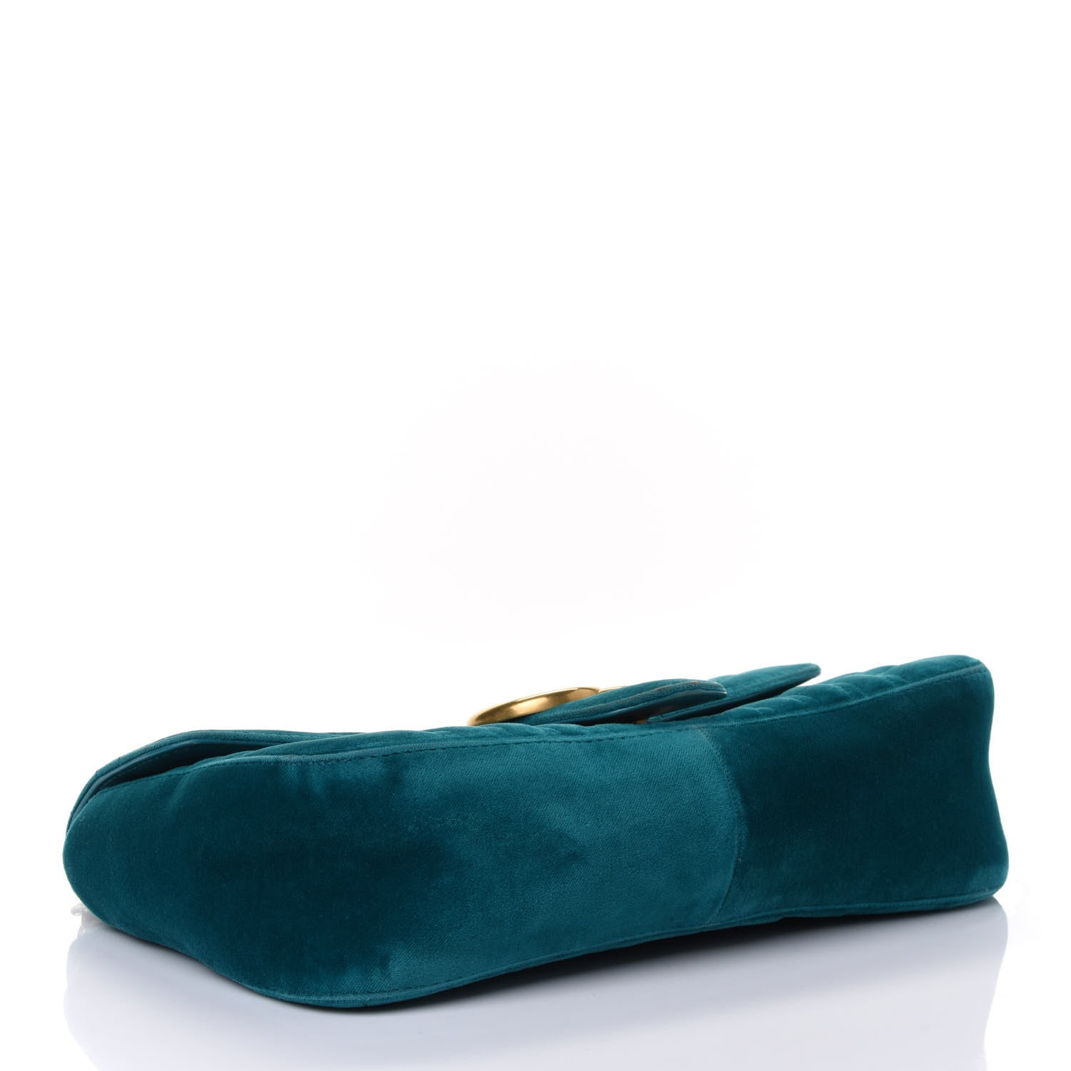 Gucci Velvet Matelasse Small GG Marmont Shoulder Bag Pavone Cyan 3 of 4