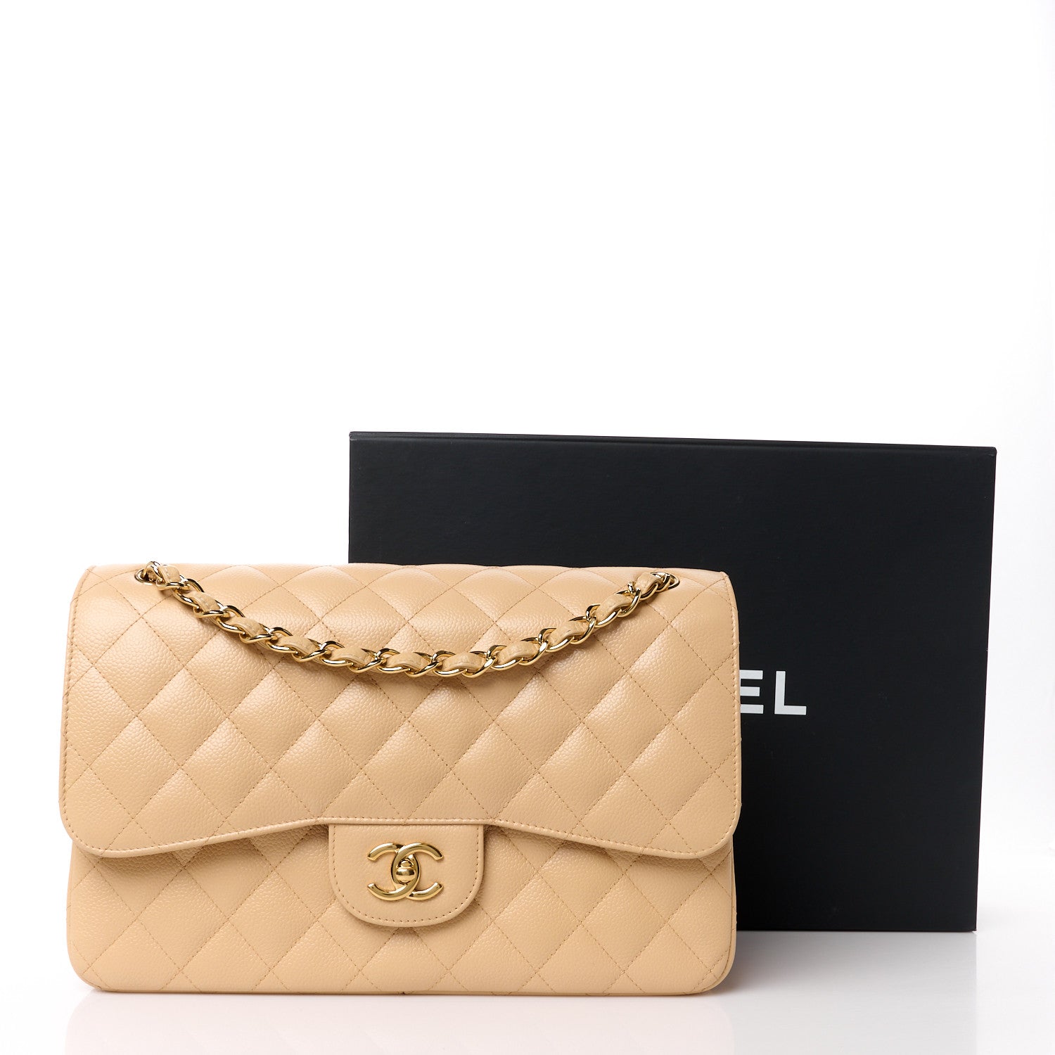 Chanel Caviar Quilted Jumbo Double Flap Beige 12 of 12