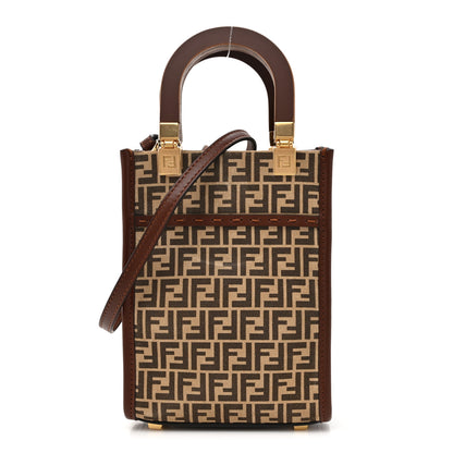 Fendi Suede Vitello King Micro FF Mini Fendi Sunshine Shopper Tote Nude Maya Brown 1 of 11