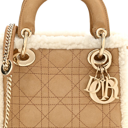 Christian Dior Suede Shearling Cannage Mini Lady Dior Camel 8 of 10