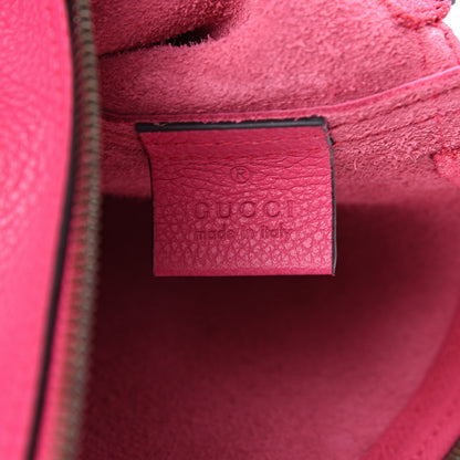 Gucci Pebbled Calfskin Medium Logo Portfolio Clutch Box Pink Green 5 of 6