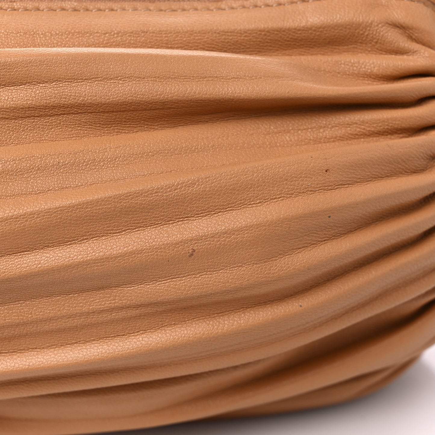 Lambskin Pleated Bracelet Pouch Shoulder Bag Warm Desert
