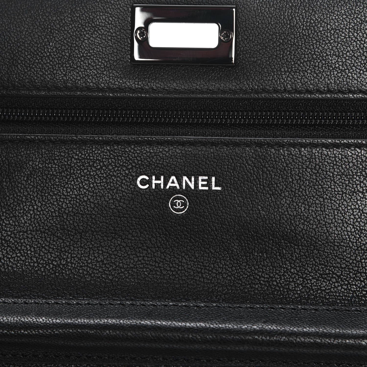 Chanel Sheepskin Chevron Reissue Wallet On Chain WOC So Black 6 of 9