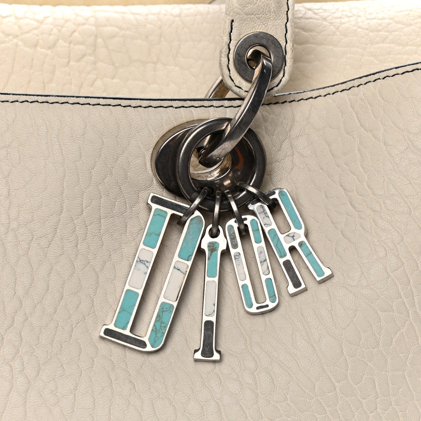 Grained Lambskin Large Lady Dior Off White