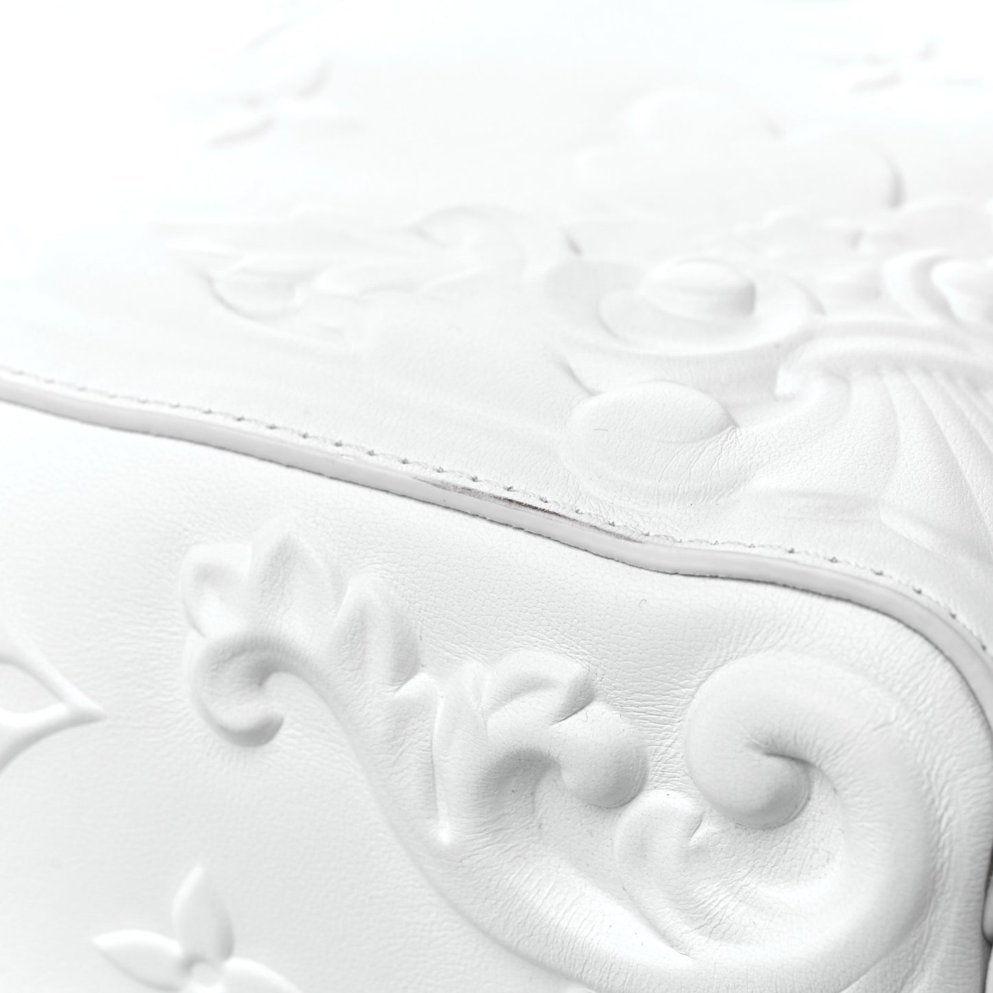 Calfskin LV Ornament Sac Plat 24H Optic White
