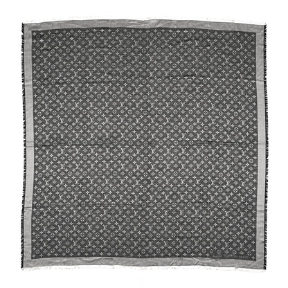 Louis Vuitton Silk Wool Monogram Denim Shawl Black 1 of 4
