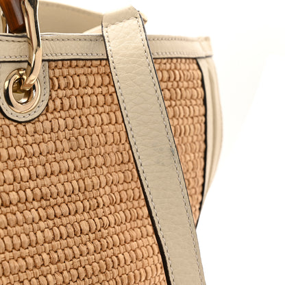 Gucci Calfskin Straw Large Bamboo Shopper Tote Natural 11 of 13