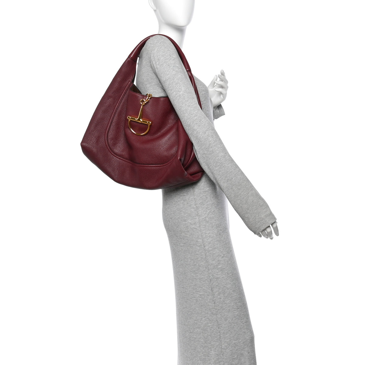 Grained Calfskin Softbit Maxi Shoulder Bag Rosso Ancora Red