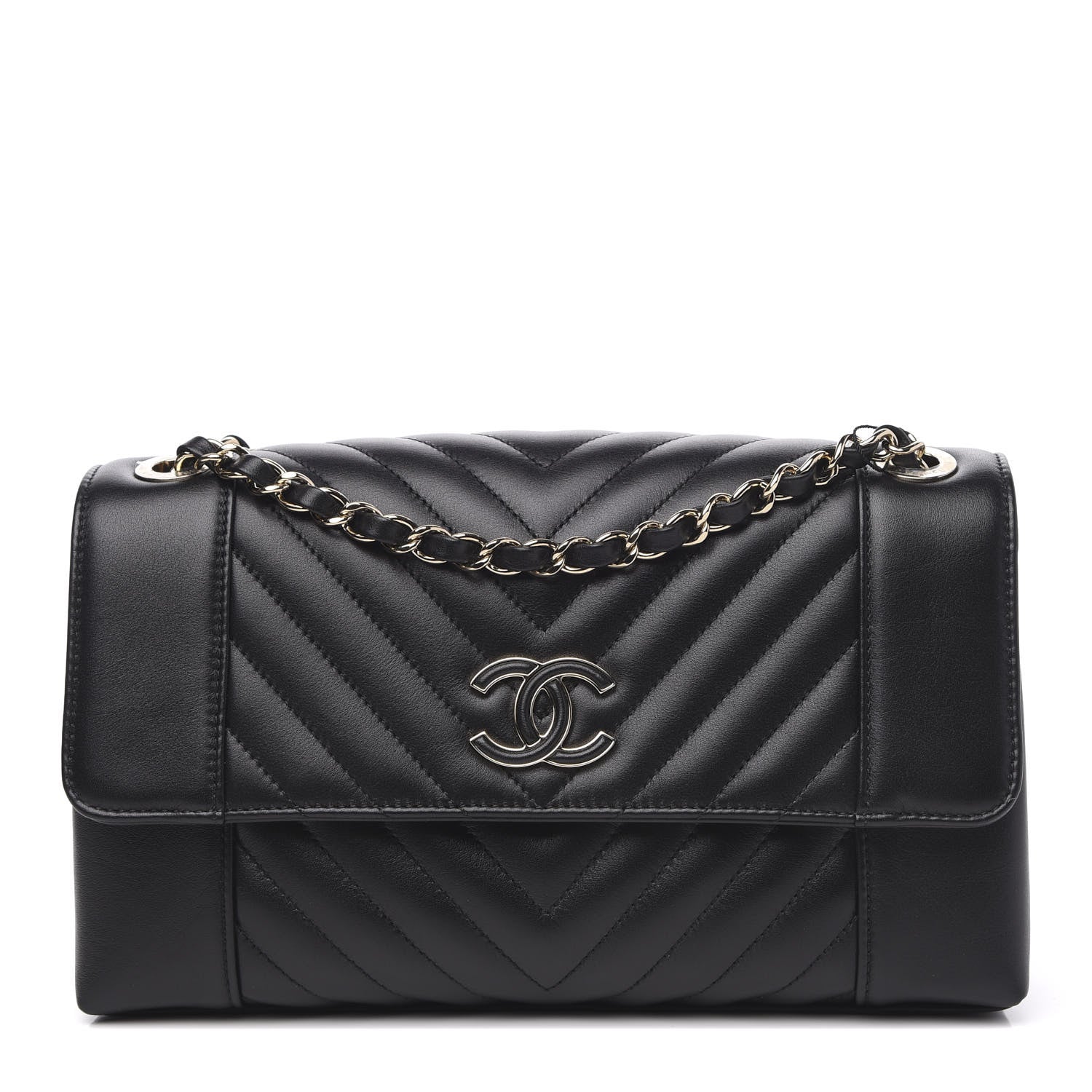 Chanel Calfskin Quilted Medium Daily Chevron Flap Black 1 of 11