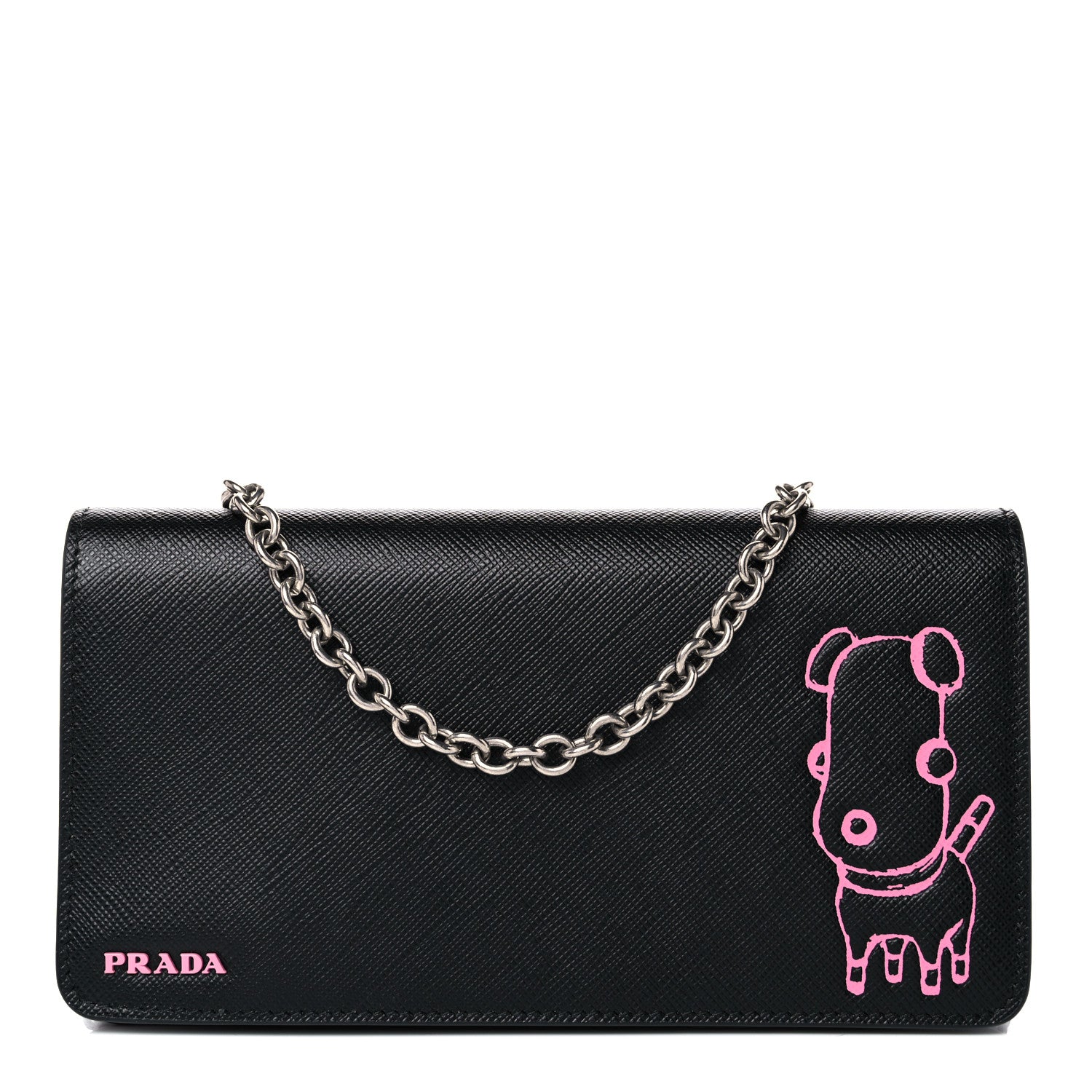 Prada Saffiano Pradamalia Mini Chain Bag Black Begonia 1 of 11