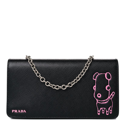 Prada Saffiano Pradamalia Mini Chain Bag Black Begonia 1 of 11