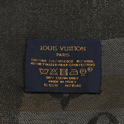 Louis Vuitton Silk Lurex Wool So Shine Monogram Shawl Black 3 of 3