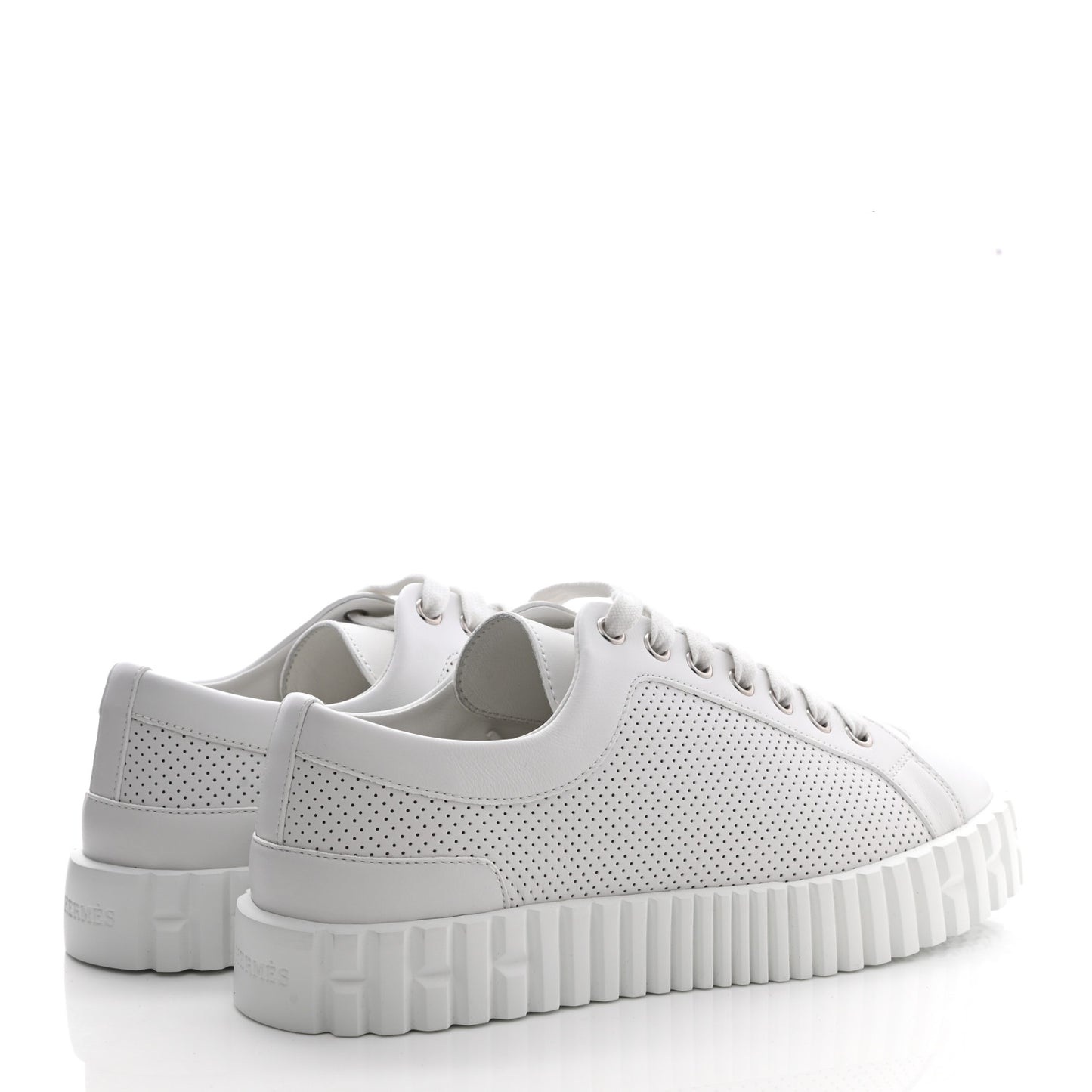 Perforated Calfskin Cross Sneakers 37 White