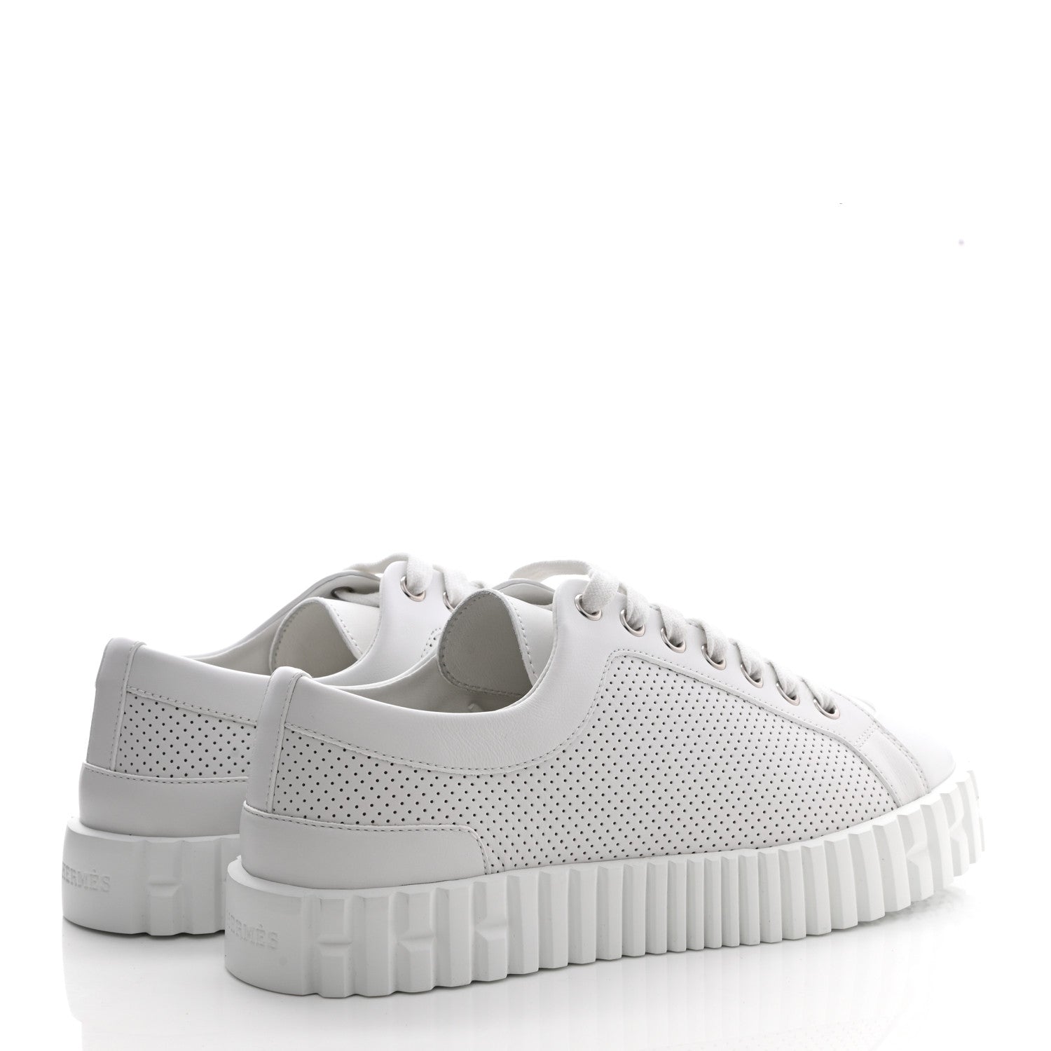 Hermes Perforated Calfskin Cross Sneakers 37 White 4 of 8