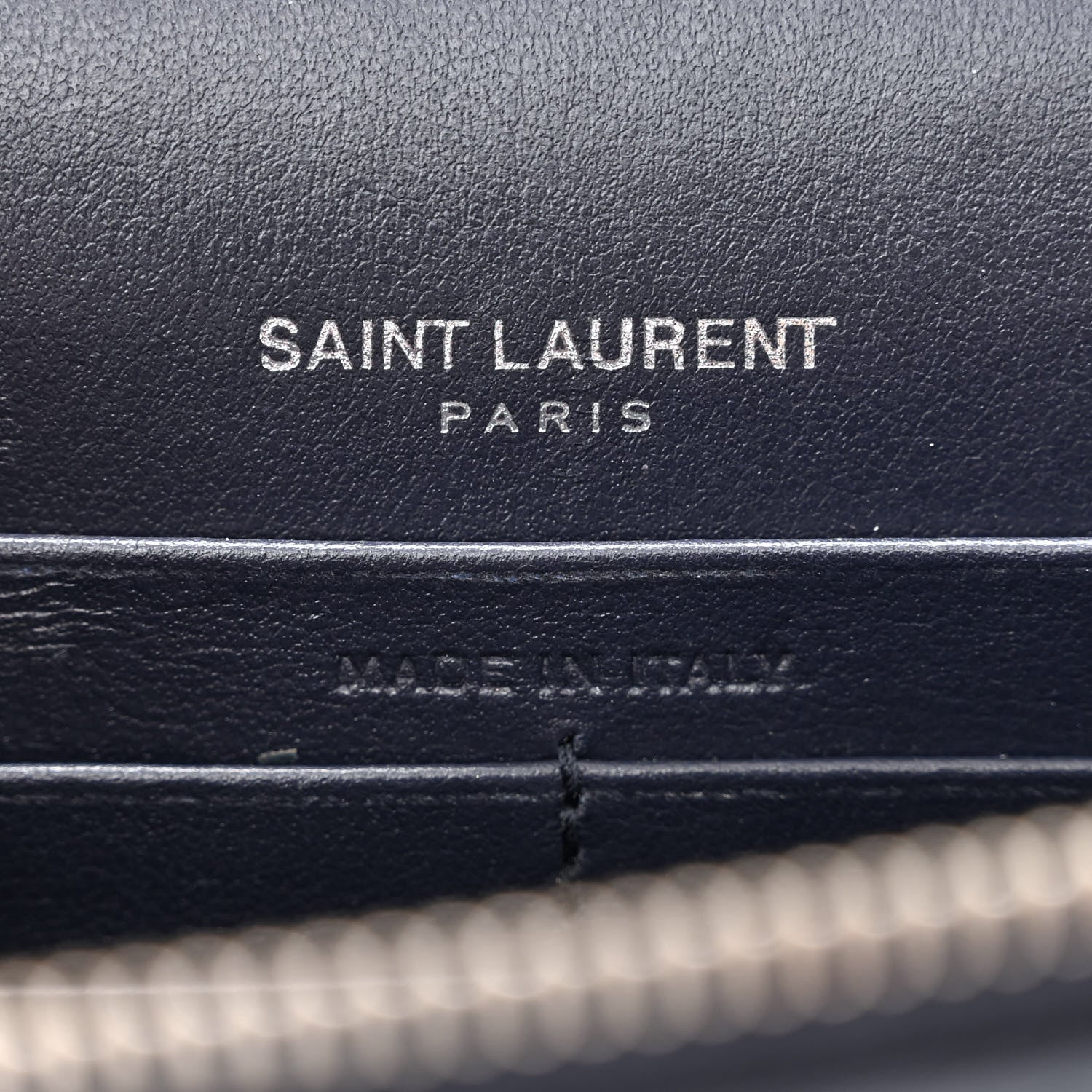Saint Laurent Calfskin Crocodile Embossed Kate Monogram Tassel Chain Wallet Deep Marine 6 of 11
