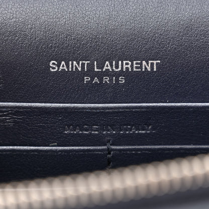 Saint Laurent Calfskin Crocodile Embossed Kate Monogram Tassel Chain Wallet Deep Marine 6 of 11