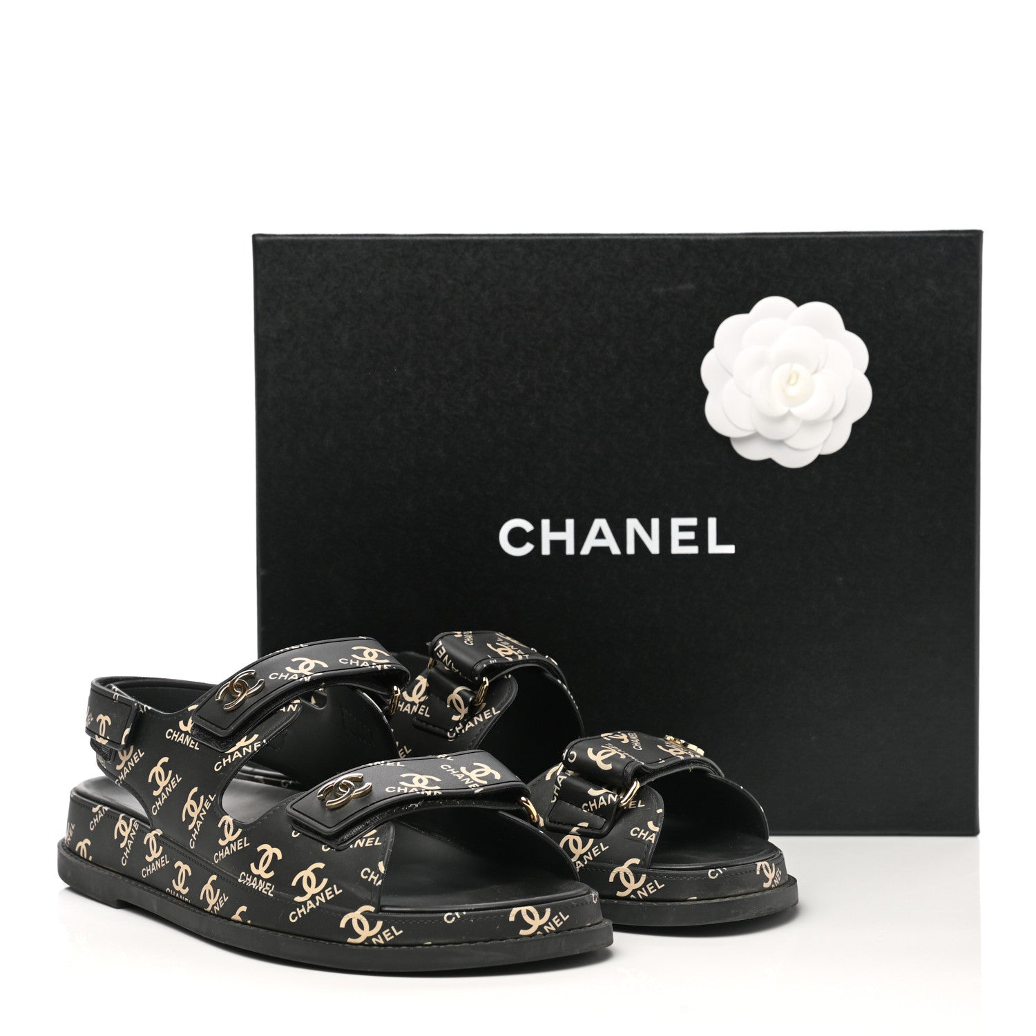 Chanel Rubber CC Dad Sandals 39 Black 9 of 9