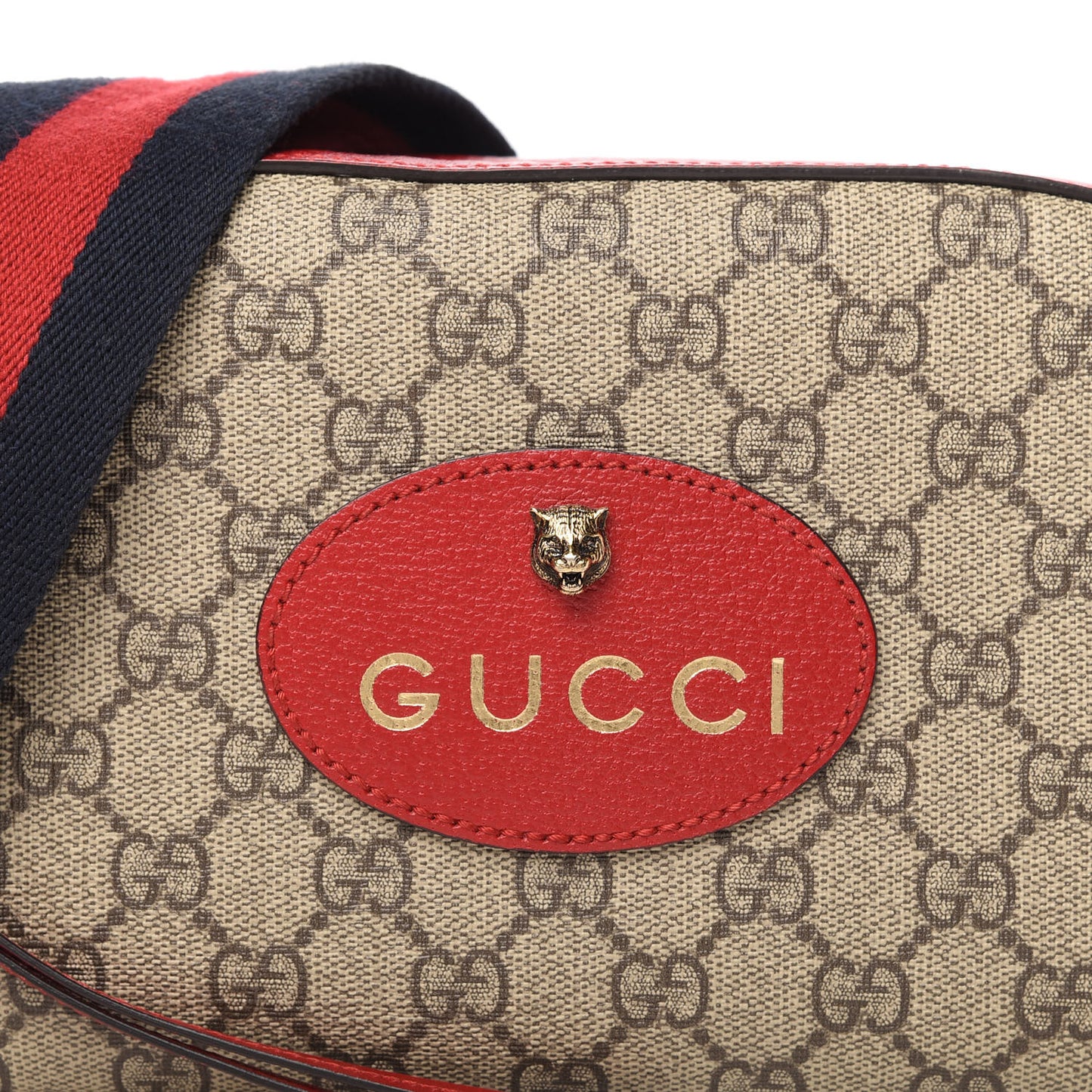 GG Supreme Monogram Web Neo Vintage Shoulder Bag Beige Red