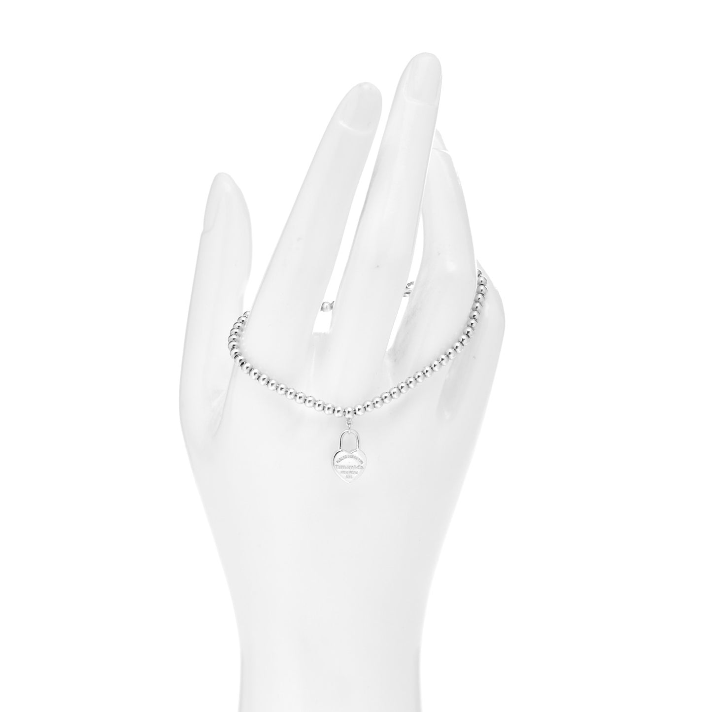 Sterling Silver 3mm Return to Tiffany Heart Lock Bead Bracelet