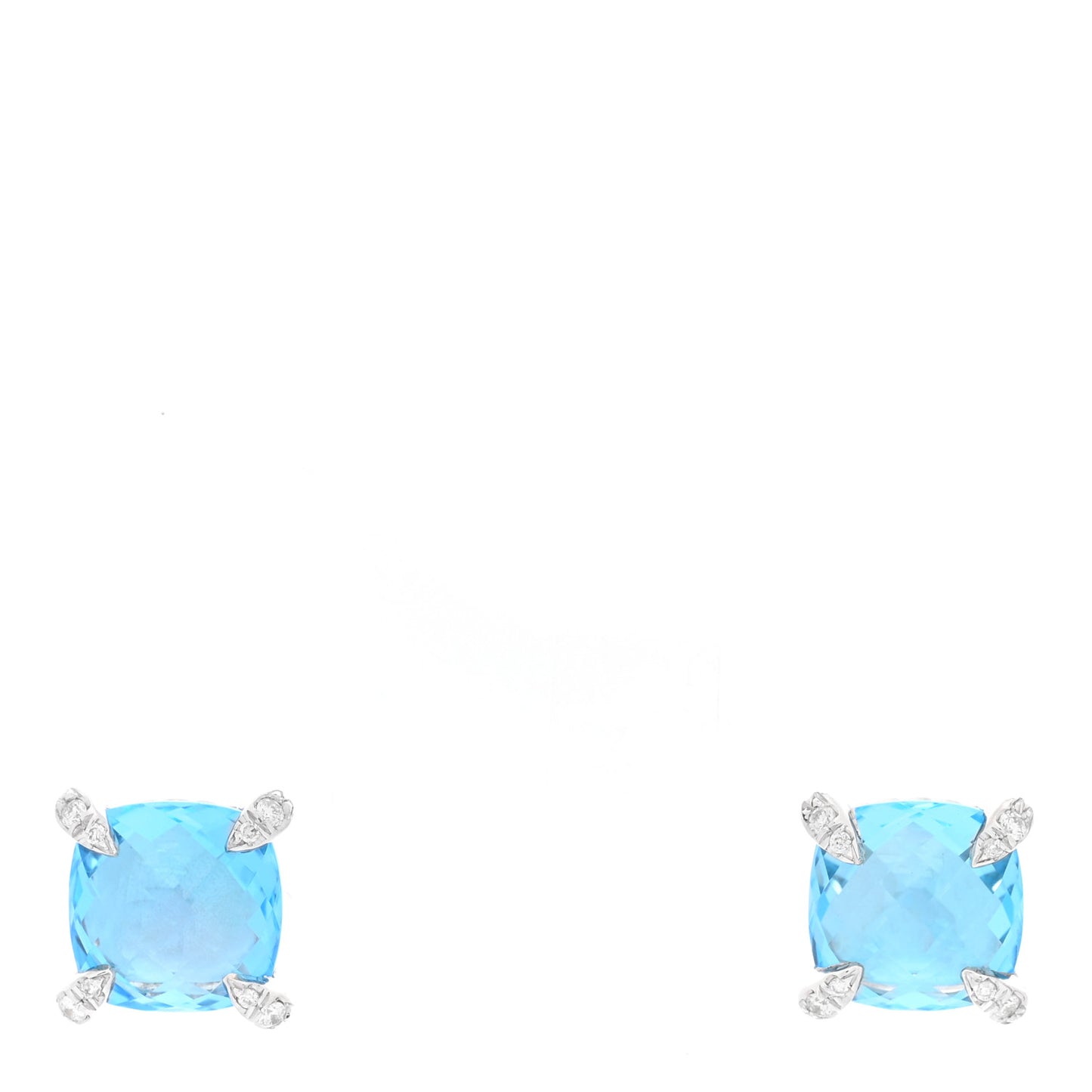 Sterling Silver Diamond Blue Topaz 9mm Chatelaine Earrings