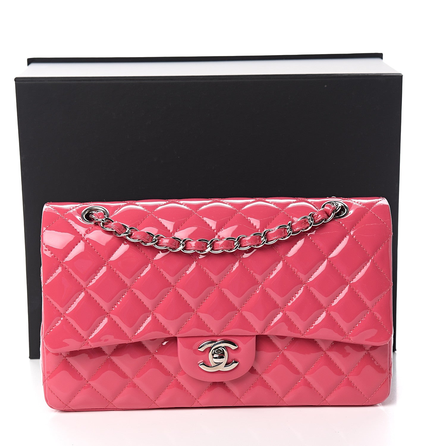 Chanel Patent Quilted Medium Double Flap Fuchsia 9 of 9