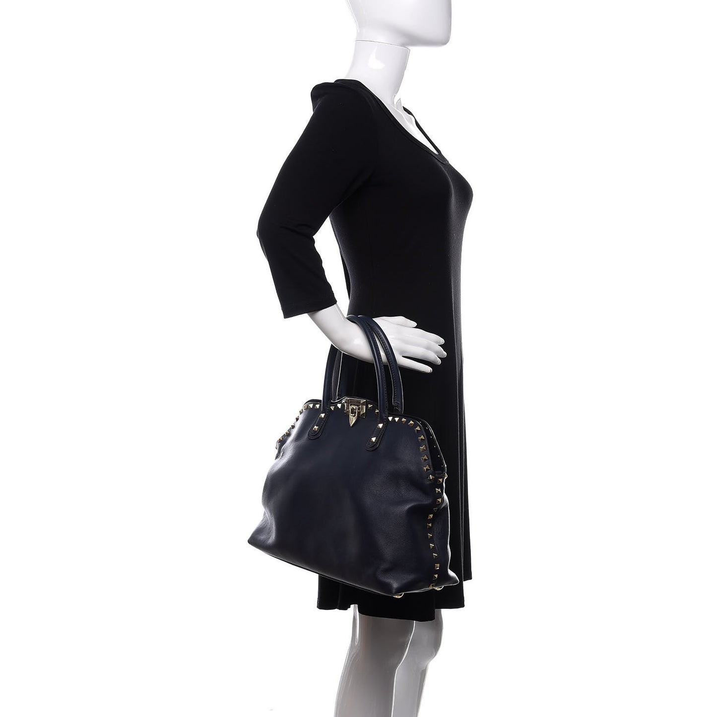 Vitello Rockstud Dome Satchel Marine