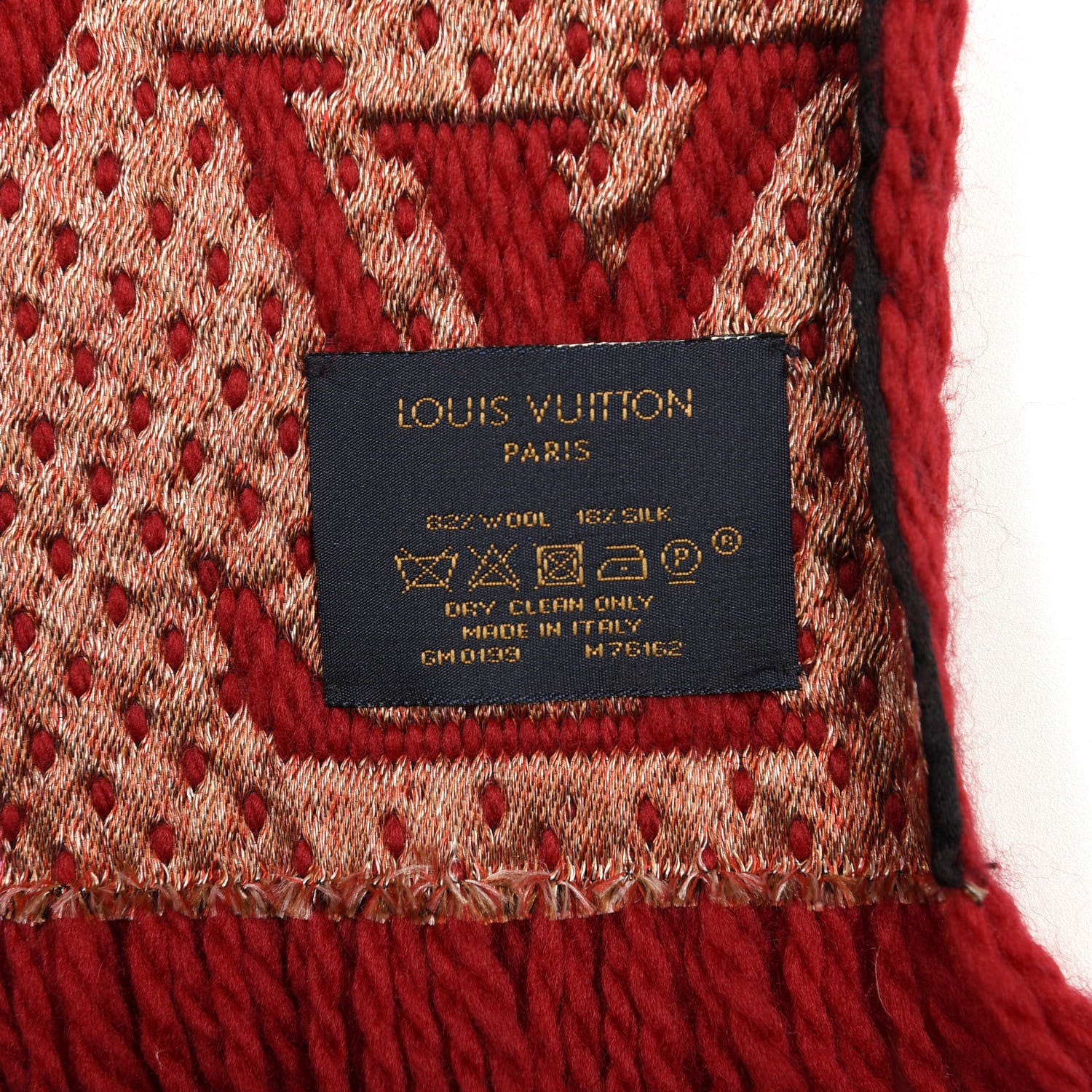 Louis Vuitton Wool Silk Logomania Vuittonite Scarf Red 4 of 4