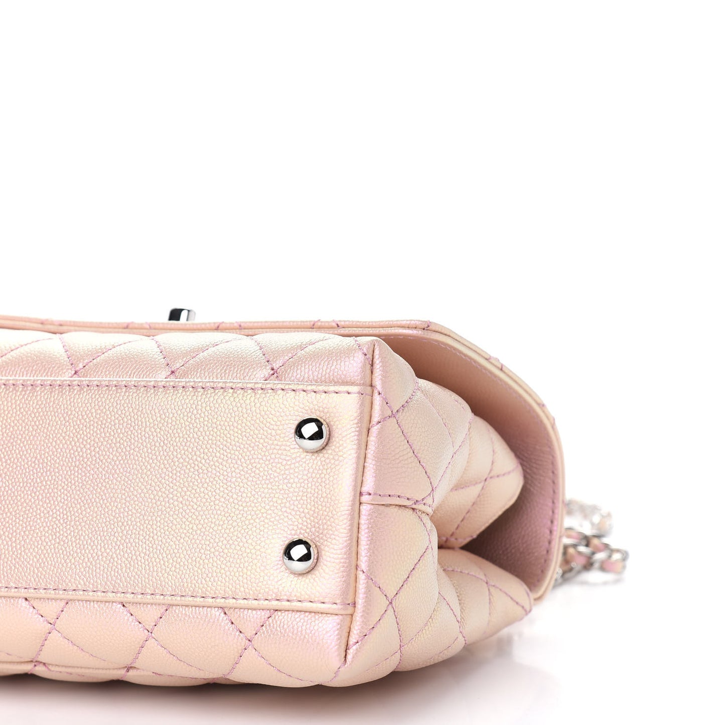 Iridescent Caviar Quilted Mini Coco Handle Flap Pink