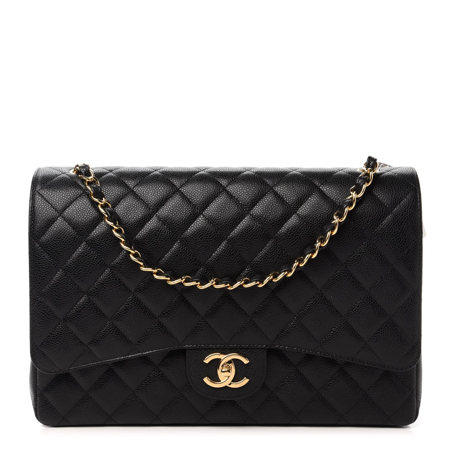 Caviar Quilted Maxi Double Flap Black